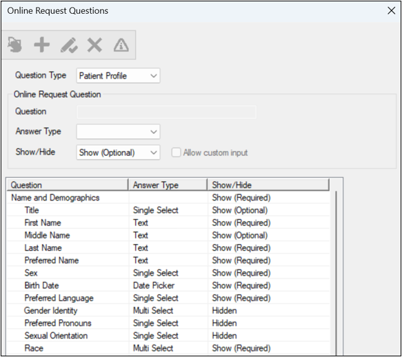 Online Request Options
