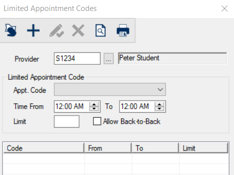 Limited Appointment Codes