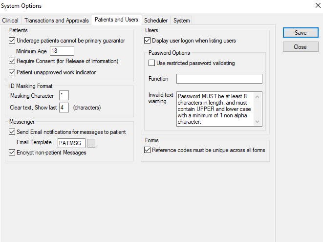 System Options